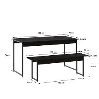 Mesa De Jantar Tub C-02 Bancos Preto ônix - Est.preta Preto ônix - Est.preta - 3