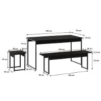 Mesa De Jantar Tub C-02 Bancos E 02 Banquetas Preto ônix - Est.preta Preto ônix - Est.preta