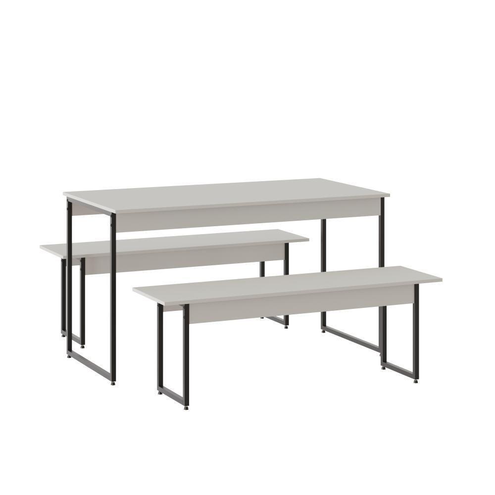 Mesa De Jantar Tub C-02 Bancos Branco Chess - Est.preta Branco Chess - Est.preta - 2