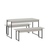 Mesa De Jantar Tub C-02 Bancos Branco Chess - Est.preta Branco Chess - Est.preta - 2