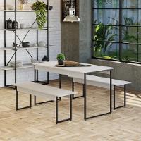 Mesa De Jantar Tub C-02 Bancos Branco Chess - Est.preta Branco Chess - Est.preta - 7