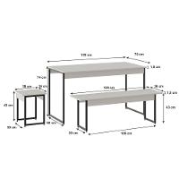 Mesa De Jantar Tub C-02 Bancos E 02 Banquetas Branco Chess - Est.preta Branco Chess - Est.preta - 6
