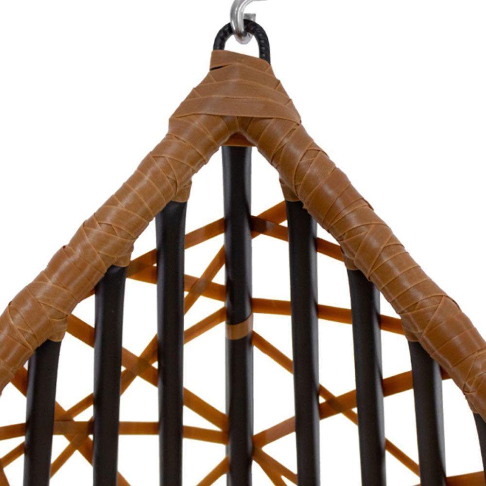 Cadeira Balanço Ninho Suspenso Gota Tramado C- Almofada Impermeável Acesse Móveis Caramelo-cinza - 3