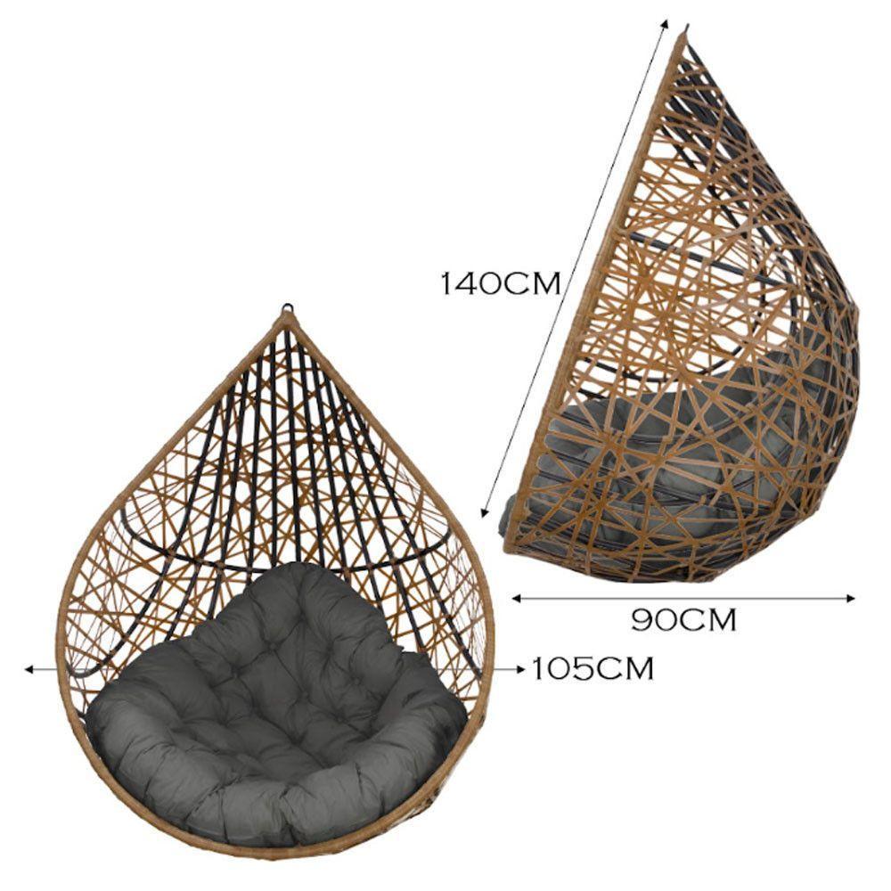Cadeira Balanço Ninho Suspenso Gota Tramado C- Almofada Impermeável Acesse Móveis Caramelo-cinza - 6