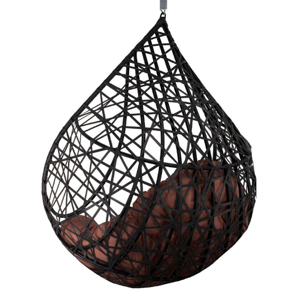 Cadeira Balanço Ninho Suspenso Gota Tramado C- Almofada Impermeável Acesse Móveis Preto C- Marrom - 5