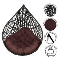 Cadeira Balanço Ninho Suspenso Gota Tramado C- Almofada Impermeável Acesse Móveis Preto C- Marrom - 3