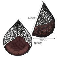 Cadeira Balanço Ninho Suspenso Gota Tramado C- Almofada Impermeável Acesse Móveis Preto C- Marrom