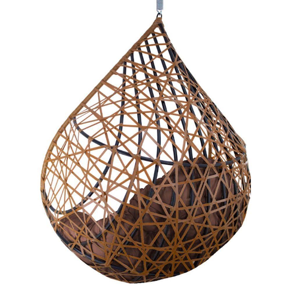 Cadeira Balanço Ninho Suspenso Gota Tramado Almofada Impermeável Acesse Móveis Caramelo-marrom - 3