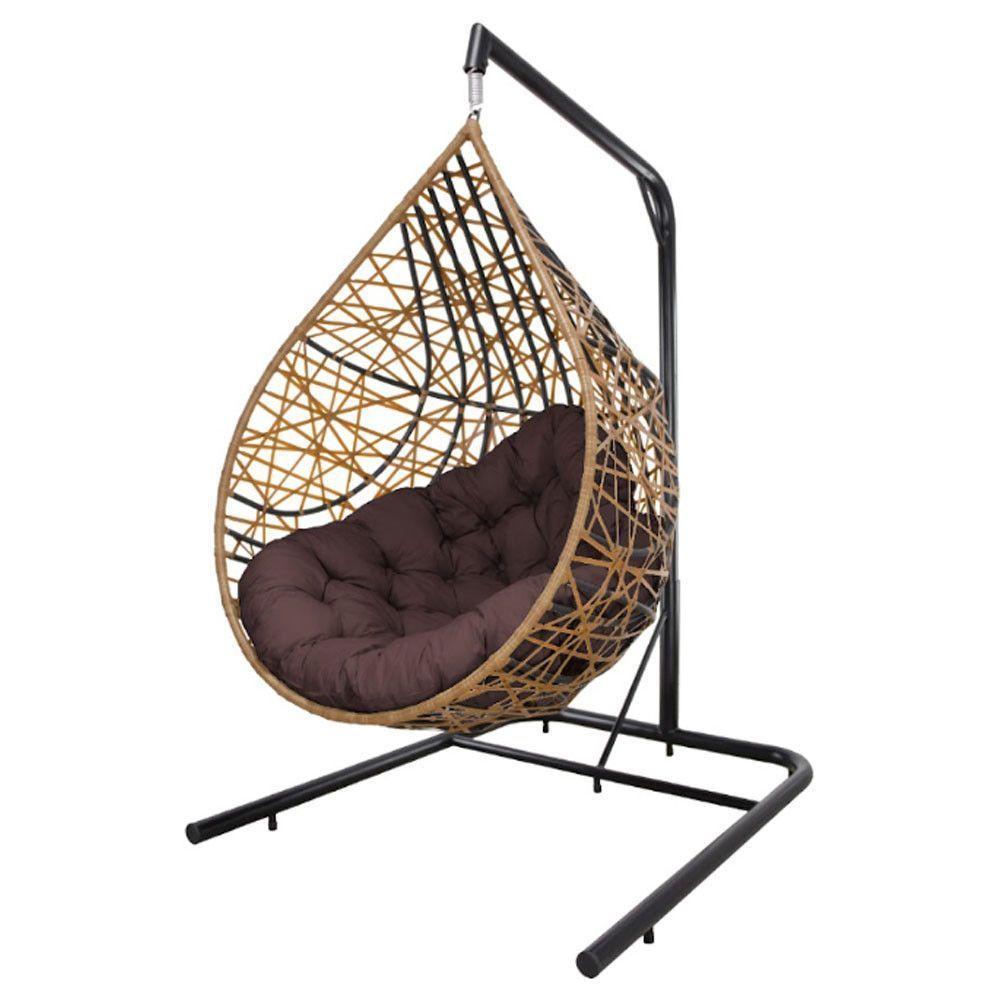 Cadeira Balanço Ninho Suspenso Gota Tramado Almofada Impermeável Acesse Móveis Caramelo-marrom - 6