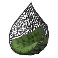 Cadeira Balanço Ninho Suspenso Gota Tramado C- Almofada Impermeável Acesse Móveis Preto-verde - 1