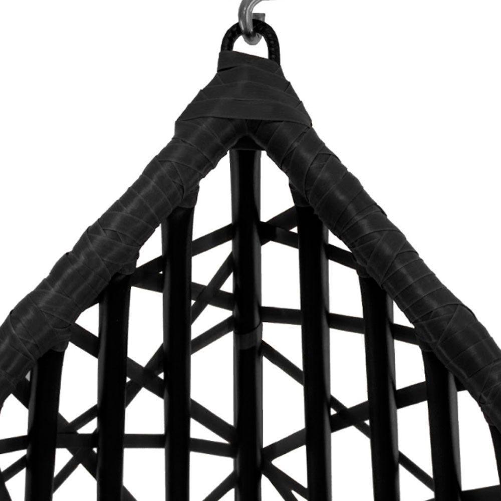 Cadeira Balanço Ninho Suspenso Gota Tramado C- Almofada Impermeável Acesse Móveis Preto-cinza - 4