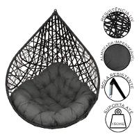 Cadeira Balanço Ninho Suspenso Gota Tramado C- Almofada Impermeável Acesse Móveis Preto-cinza - 3