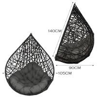 Cadeira Balanço Ninho Suspenso Gota Tramado C- Almofada Impermeável Acesse Móveis Preto-cinza - 5
