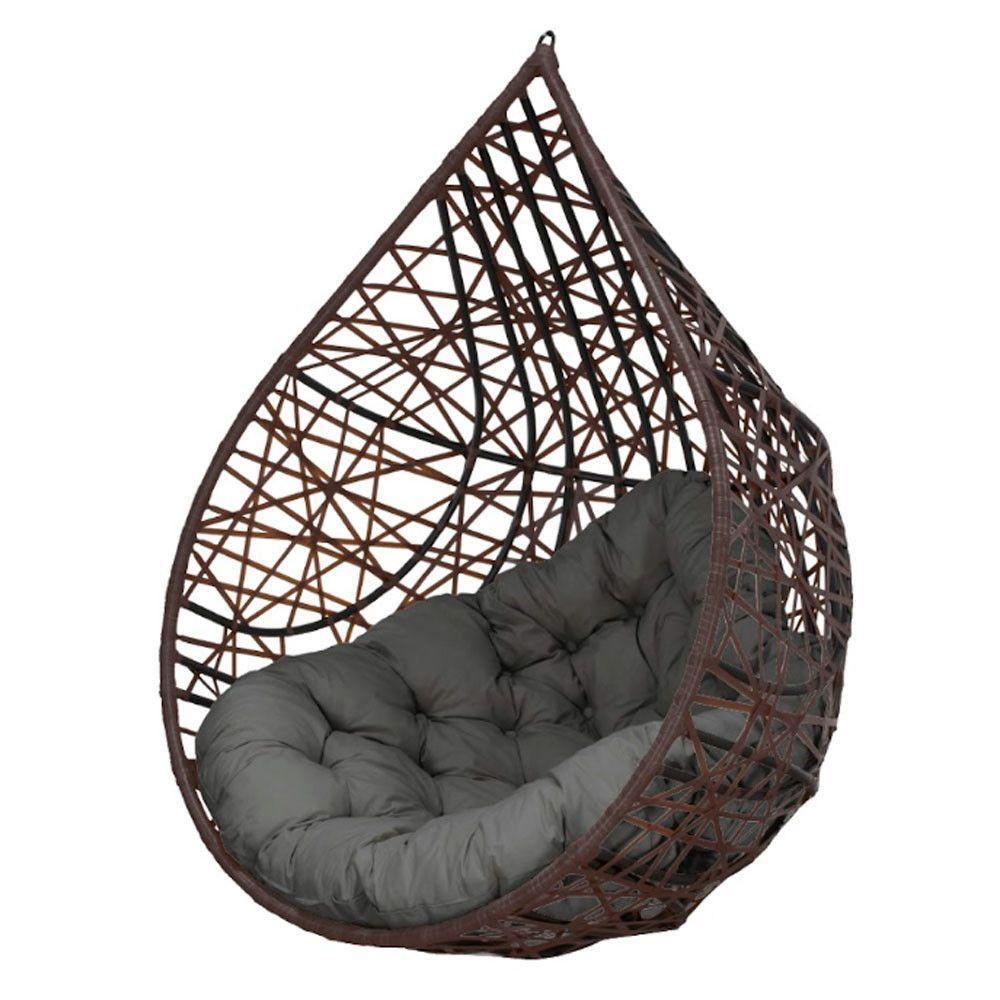 Cadeira Balanço Ninho Suspenso Gota Tramado C- Almofada Impermeável Acesse Móveis Tabaco-cinza - 1