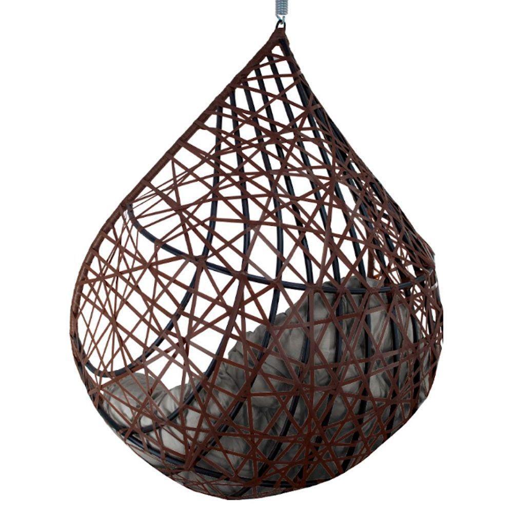 Cadeira Balanço Ninho Suspenso Gota Tramado C- Almofada Impermeável Acesse Móveis Tabaco-cinza - 3