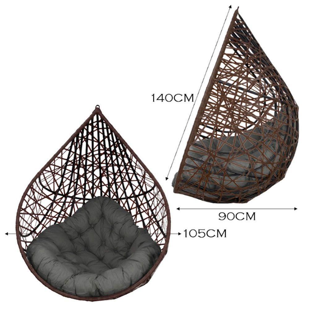 Cadeira Balanço Ninho Suspenso Gota Tramado C- Almofada Impermeável Acesse Móveis Tabaco-cinza - 4