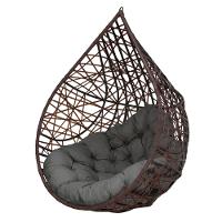 Cadeira Balanço Ninho Suspenso Gota Tramado C- Almofada Impermeável Acesse Móveis Tabaco-cinza - 1