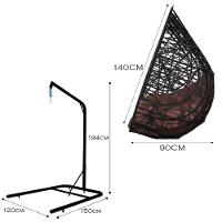 Cadeira Balanço Ninho Suspenso Gota Tramado Almofada Impermeável Acesse Móveis Preto C- Marrom - 5