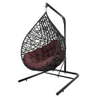 Cadeira Balanço Ninho Suspenso Gota Tramado Almofada Impermeável Acesse Móveis Preto C- Marrom - 6