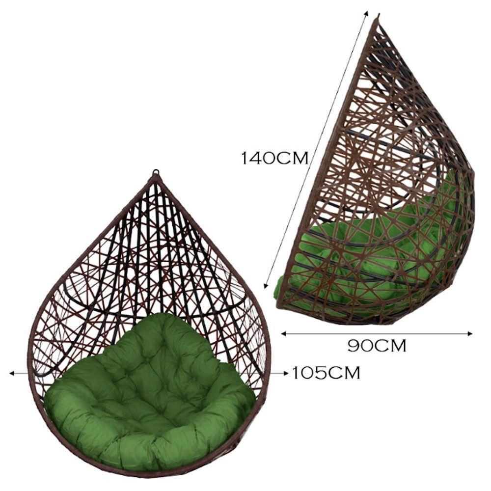 Cadeira Balanço Ninho Suspenso Gota Tramado C- Almofada Impermeável Acesse Móveis Tabaco-verde - 2
