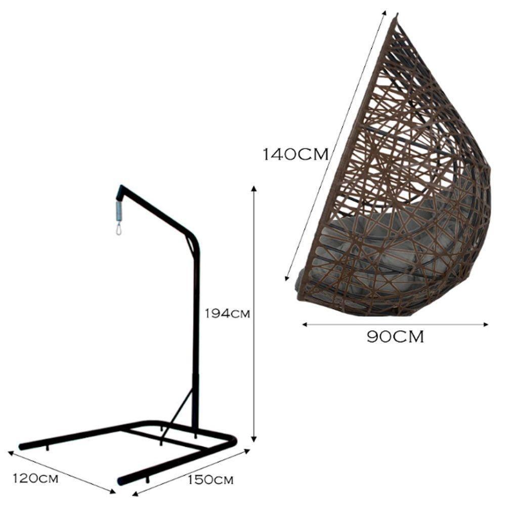 Cadeira Balanço Ninho Suspenso Gota Tramado Almofada Impermeável Acesse Móveis Tabaco-cinza - 6