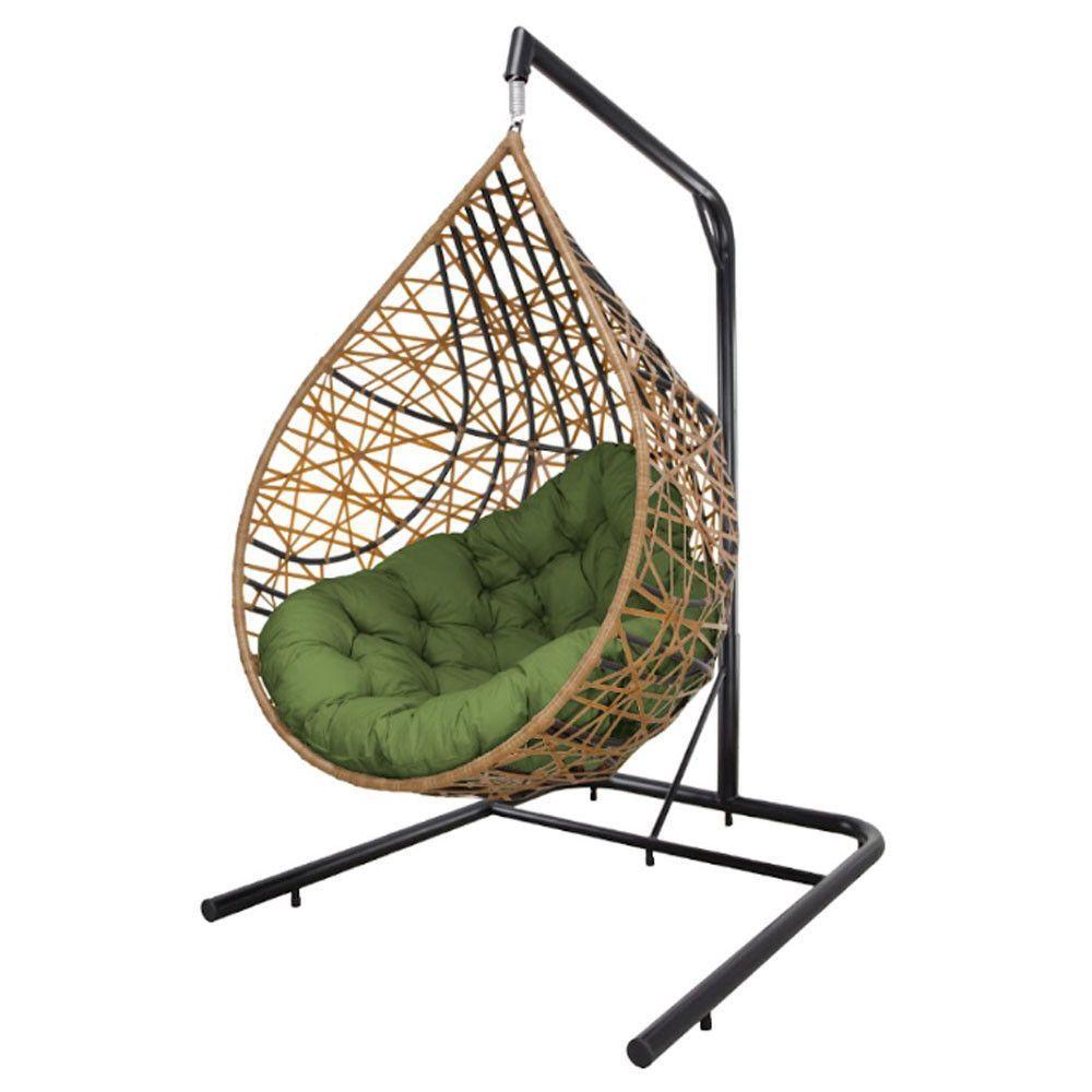 Cadeira Balanço Ninho Suspenso Gota Tramado Almofada Impermeável Acesse Móveis Caramelo-verde - 6