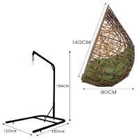 Cadeira Balanço Ninho Suspenso Gota Tramado Almofada Impermeável Acesse Móveis Caramelo-verde - 7