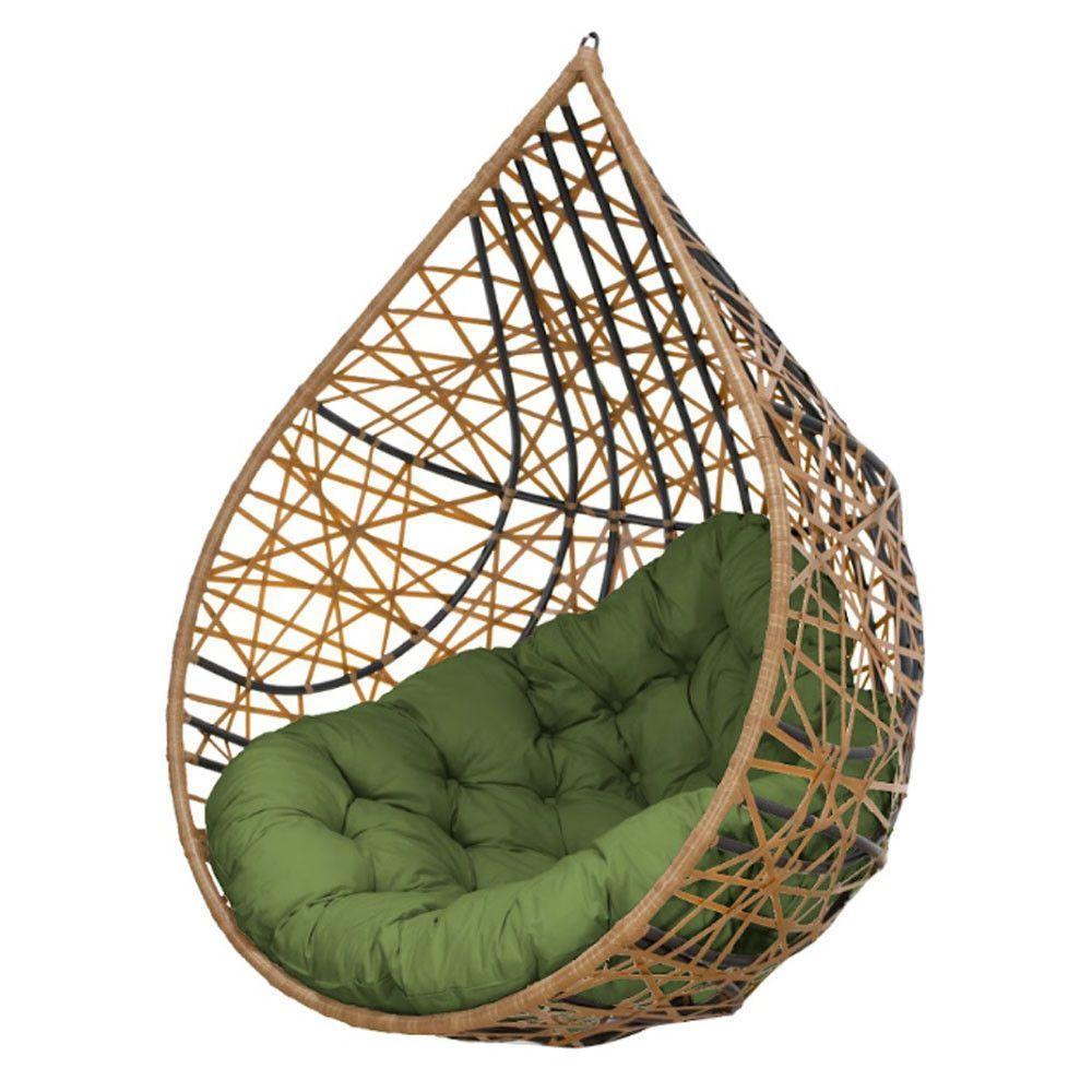 Cadeira Balanço Ninho Suspenso Gota Tramado C- Almofada Impermeável Acesse Móveis Caramelo-verde - 1
