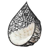 Cadeira Balanço Ninho Suspenso Gota Tramado C- Almofada Acesse Móveis Preto C- Branco Gelo - 1