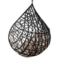 Cadeira Balanço Ninho Suspenso Gota Tramado C- Almofada Acesse Móveis Preto C- Branco Gelo