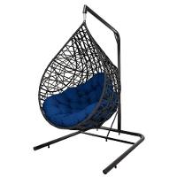Cadeira Balanço Ninho Suspenso Gota Tramado Almofada Impermeável Acesse Móveis Preto-azul - 3