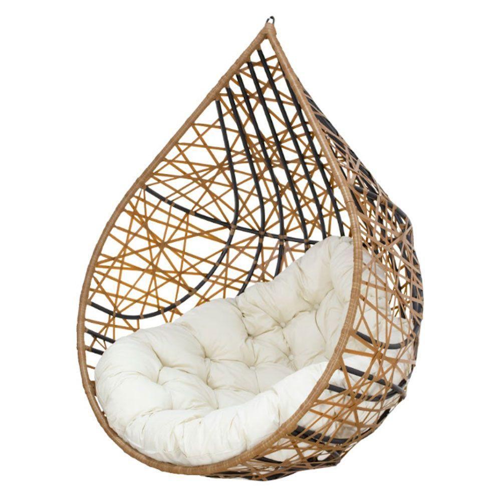 Cadeira Balanço Ninho Suspenso Gota Tramado C- Almofada Acesse Móveis Caramelo-branco Gelo - 1