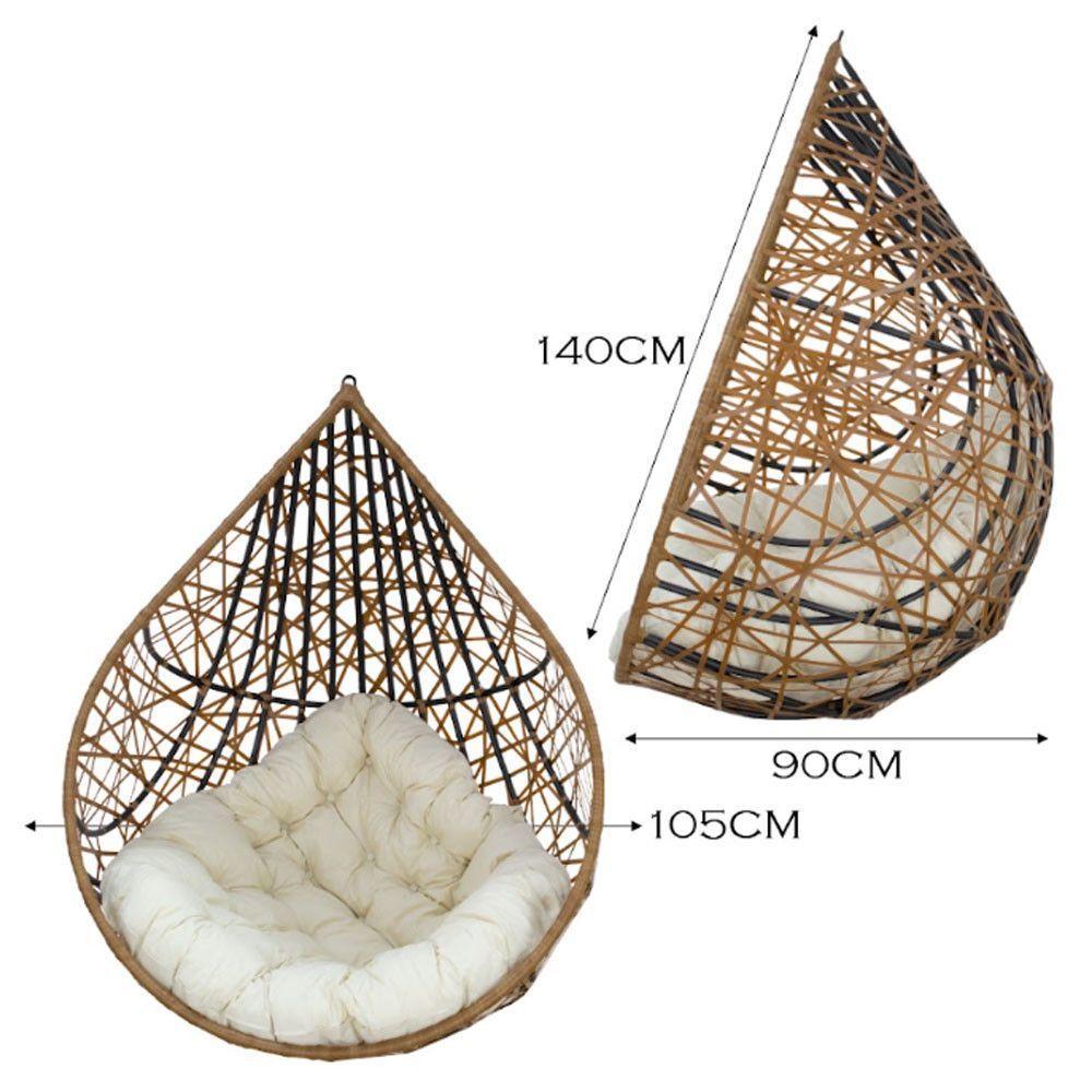 Cadeira Balanço Ninho Suspenso Gota Tramado C- Almofada Acesse Móveis Caramelo-branco Gelo - 5