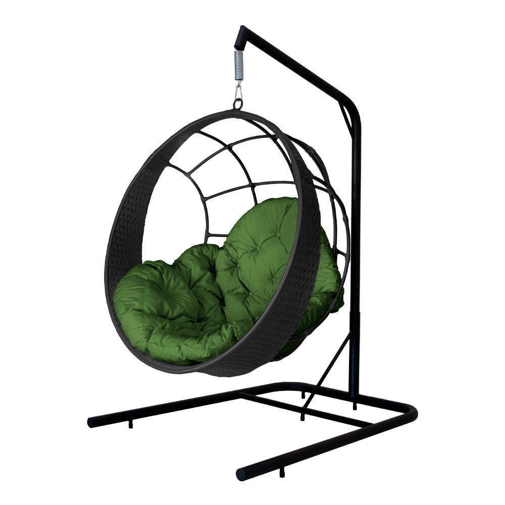 Cadeira Balanço Ninho Suspenso C- Suporte E Almofada Impermeável Preto-verde - 1