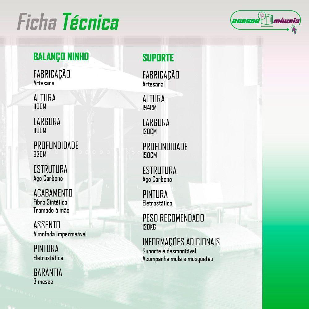 Cadeira Balanço Ninho Suspenso C- Suporte E Almofada Impermeável Preto-verde - 3