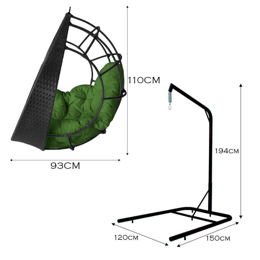 Cadeira Balanço Ninho Suspenso C- Suporte E Almofada Impermeável Preto-verde - 4