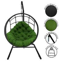 Cadeira Balanço Ninho Suspenso C- Suporte E Almofada Impermeável Preto-verde - 2