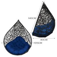 Cadeira Balanço Ninho Suspenso Gota Tramado C- Almofada Impermeável Acesse Móveis Preto-azul