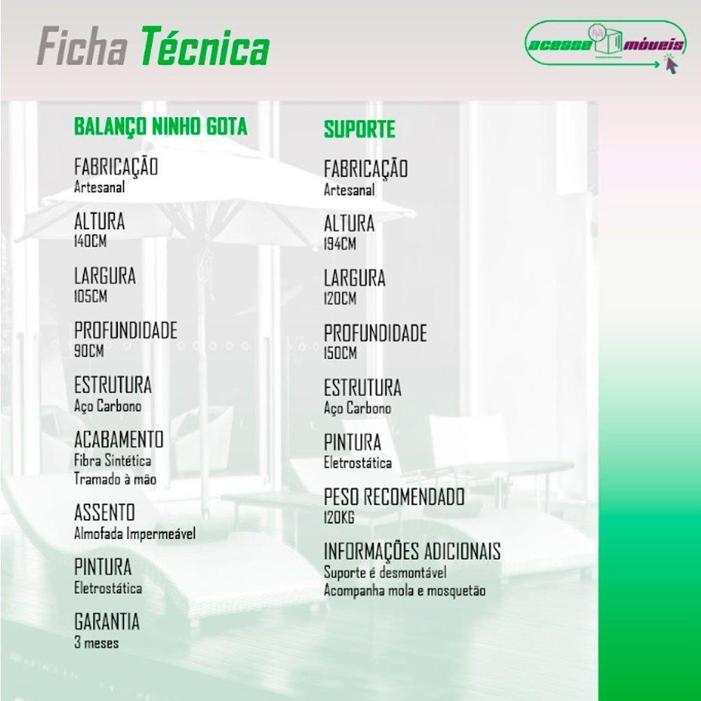 Cadeira Balanço Ninho Suspenso Gota Tramado Almofada Impermeável Acesse Móveis Caramelo-azul - 2