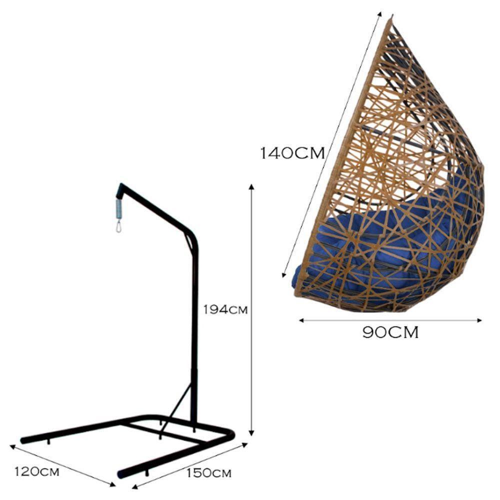 Cadeira Balanço Ninho Suspenso Gota Tramado Almofada Impermeável Acesse Móveis Caramelo-azul - 5