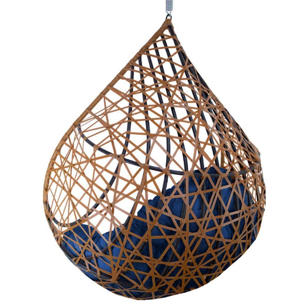 Cadeira Balanço Ninho Suspenso Gota Tramado Almofada Impermeável Acesse Móveis Caramelo-azul - 6