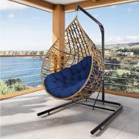 Cadeira Balanço Ninho Suspenso Gota Tramado Almofada Impermeável Acesse Móveis Caramelo-azul - 1