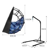 Cadeira Balanço Ninho Suspenso C- Suporte E Almofada Impermeável Preto-azul Ladrilho - 5