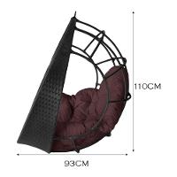 Cadeira Balanço Ninho Suspenso De Fibra C- Almofada Impermeável Preto C- Marrom - 3