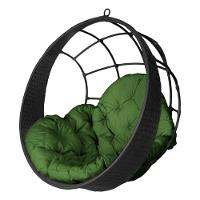 Cadeira Balanço Ninho Suspenso De Fibra C- Almofada Impermeável Preto-verde - 1
