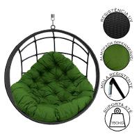 Cadeira Balanço Ninho Suspenso De Fibra C- Almofada Impermeável Preto-verde - 2