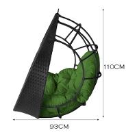 Cadeira Balanço Ninho Suspenso De Fibra C- Almofada Impermeável Preto-verde - 4