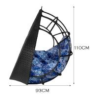Cadeira Balanço Ninho Suspenso De Fibra C- Almofada Impermeável Preto-azul Ladrilho - 3