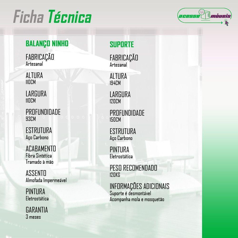 Cadeira Balanço Ninho Suspenso C- Suporte E Almofada Impermeável Tabaco-verde - 2