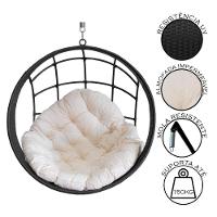 Cadeira Balanço Ninho Suspenso De Fibra C- Almofada Impermeável Preto C- Branco Gelo - 2